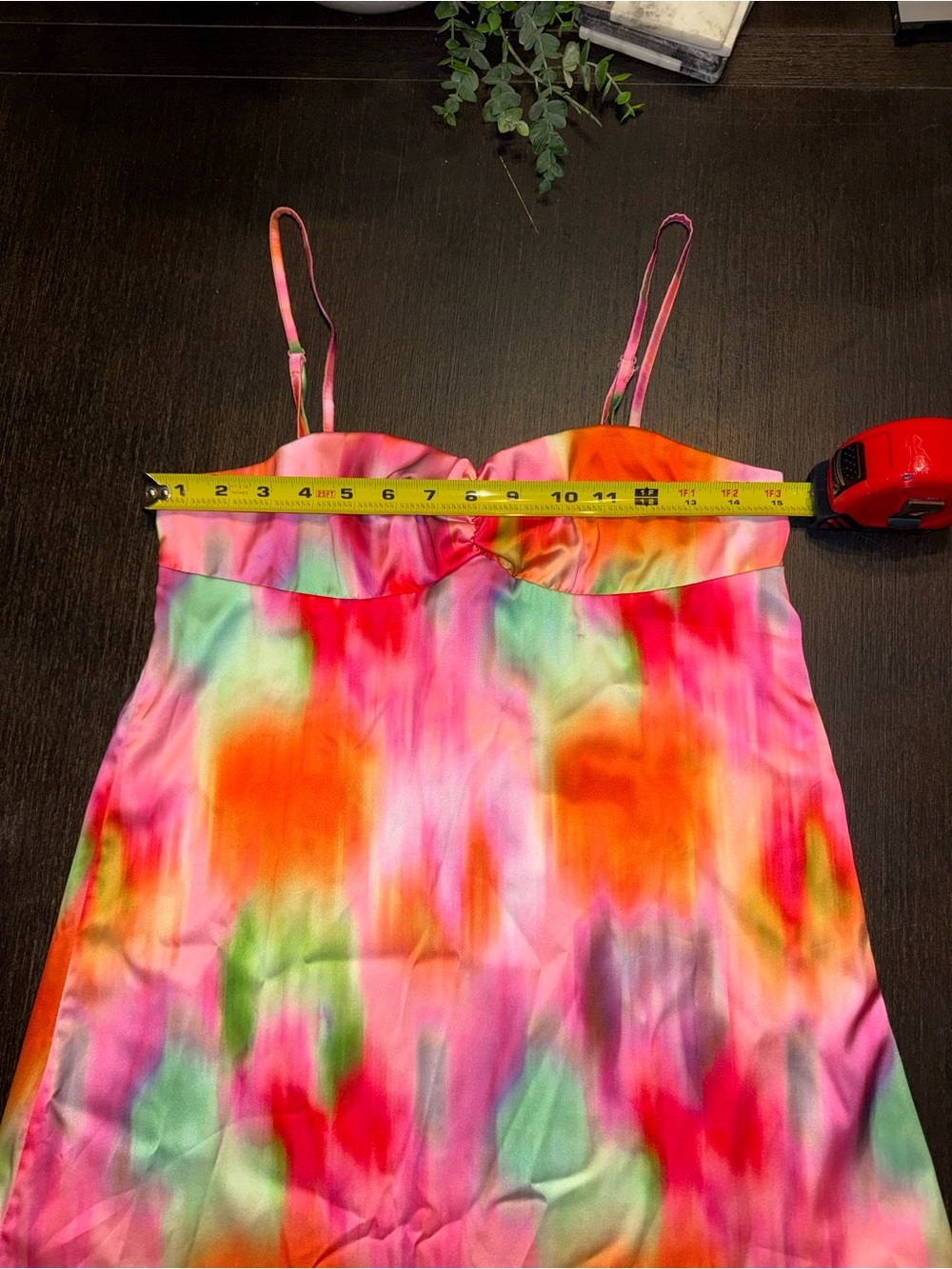 Missguided Rainbow Watercolor Slip Dress Barbiecore Abstract Print Y2K - Picture 5 of 8